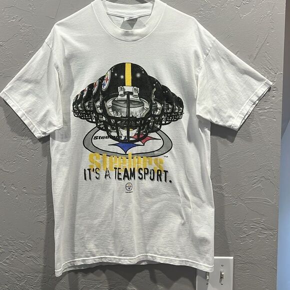 🔥🔥 Vintage PITTSBURGH STEELERS 1996 NFL Helmet Graphic Tee - RARE - Sz Lg - EU - Picture 2 of 8